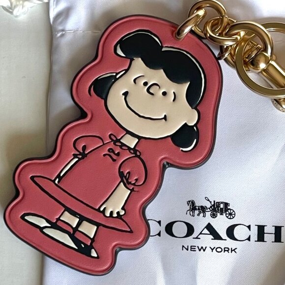 Coach x Peanuts Lucy Leather Bag Charm Keychain CBG58 Pink 2025 Anniversary - Picture 2 of 8